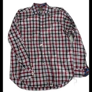 Thomas Dean pima cotton plaid casual button  size XL